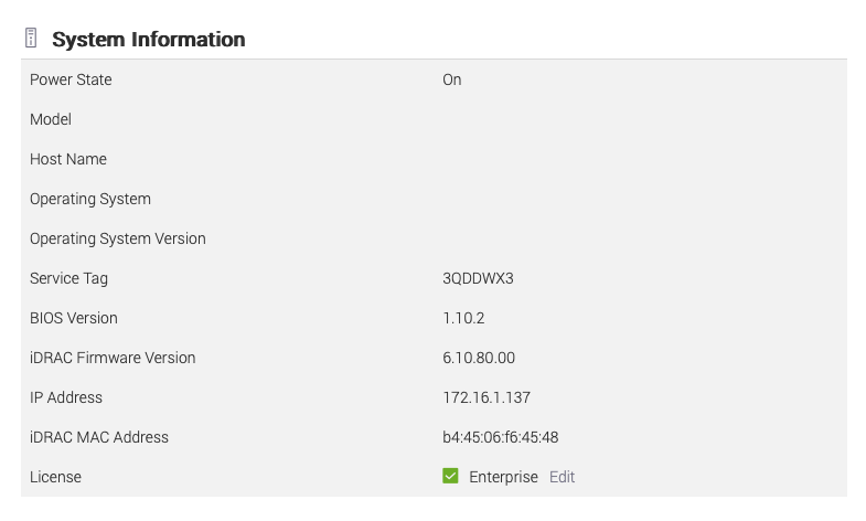 edge idrac serial number