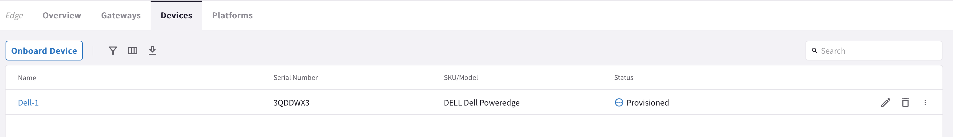 edge onboard device provisioned