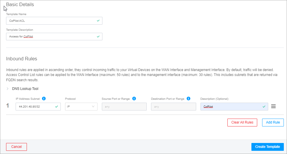 edge equinix inbound rules