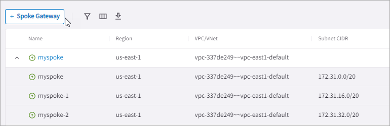 gateway spoke instances