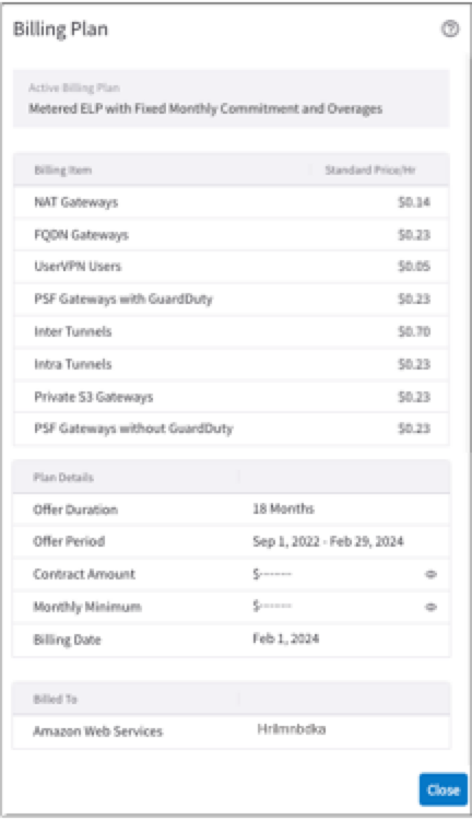 billing plan metered elp monthly commit