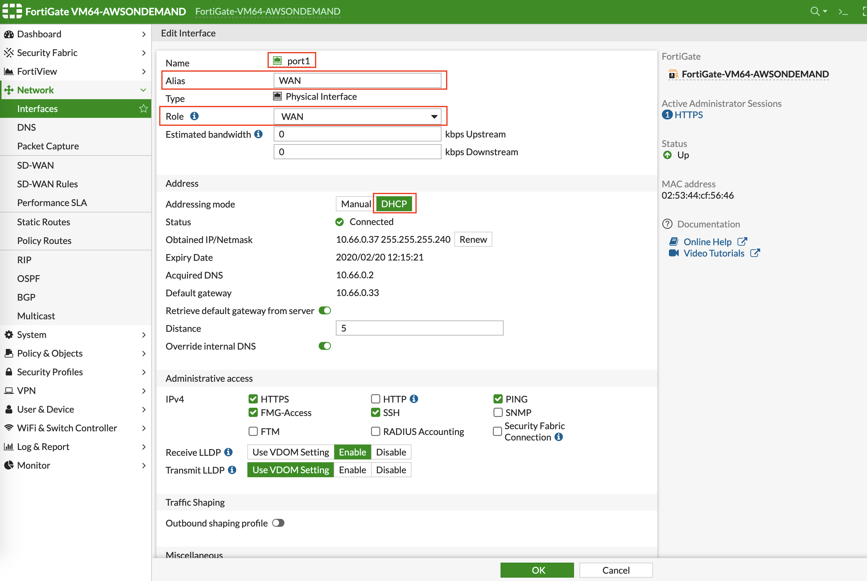 Example Configuration for FortiGate VM in AWS :: Documentation