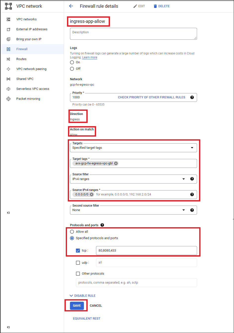 gcp fwrule ingress
