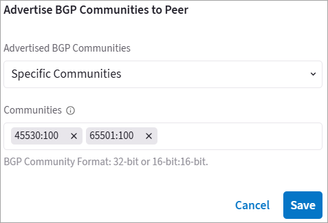 bgp communities conn setting1