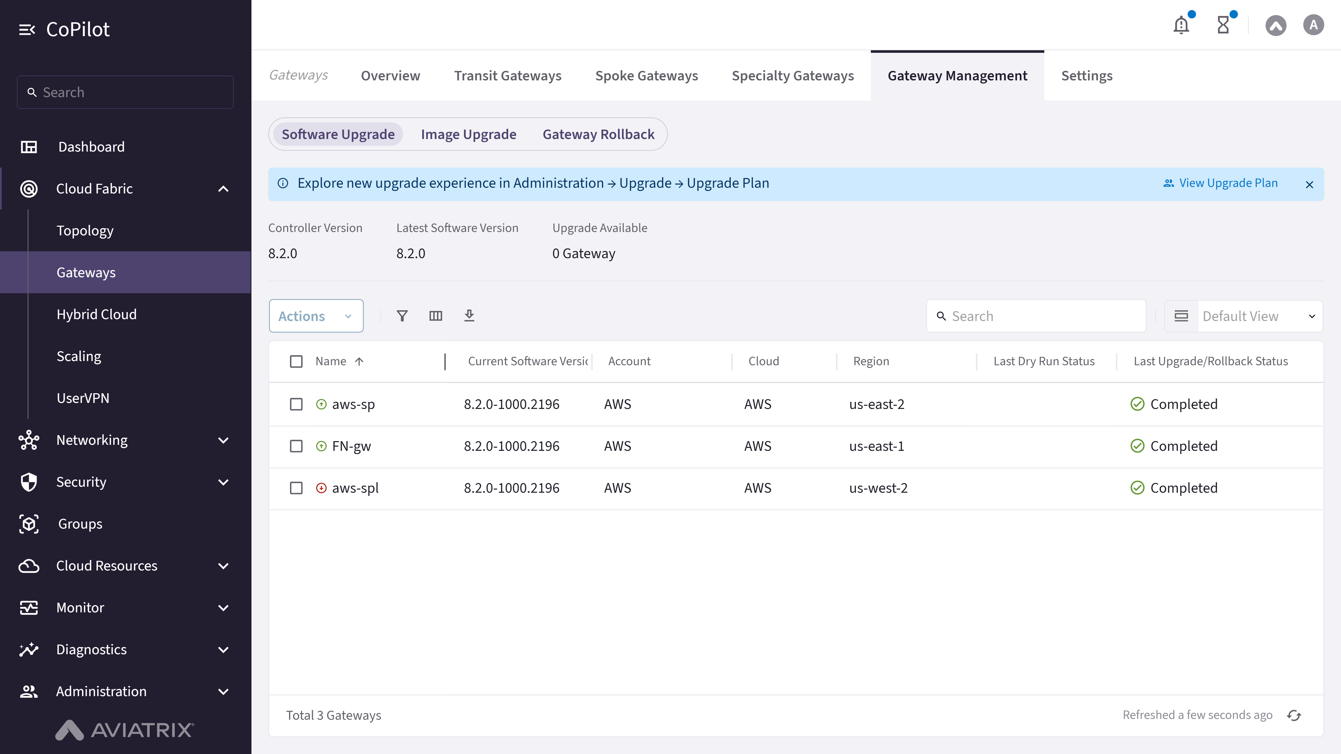 Gateway Management: Software Upgrade