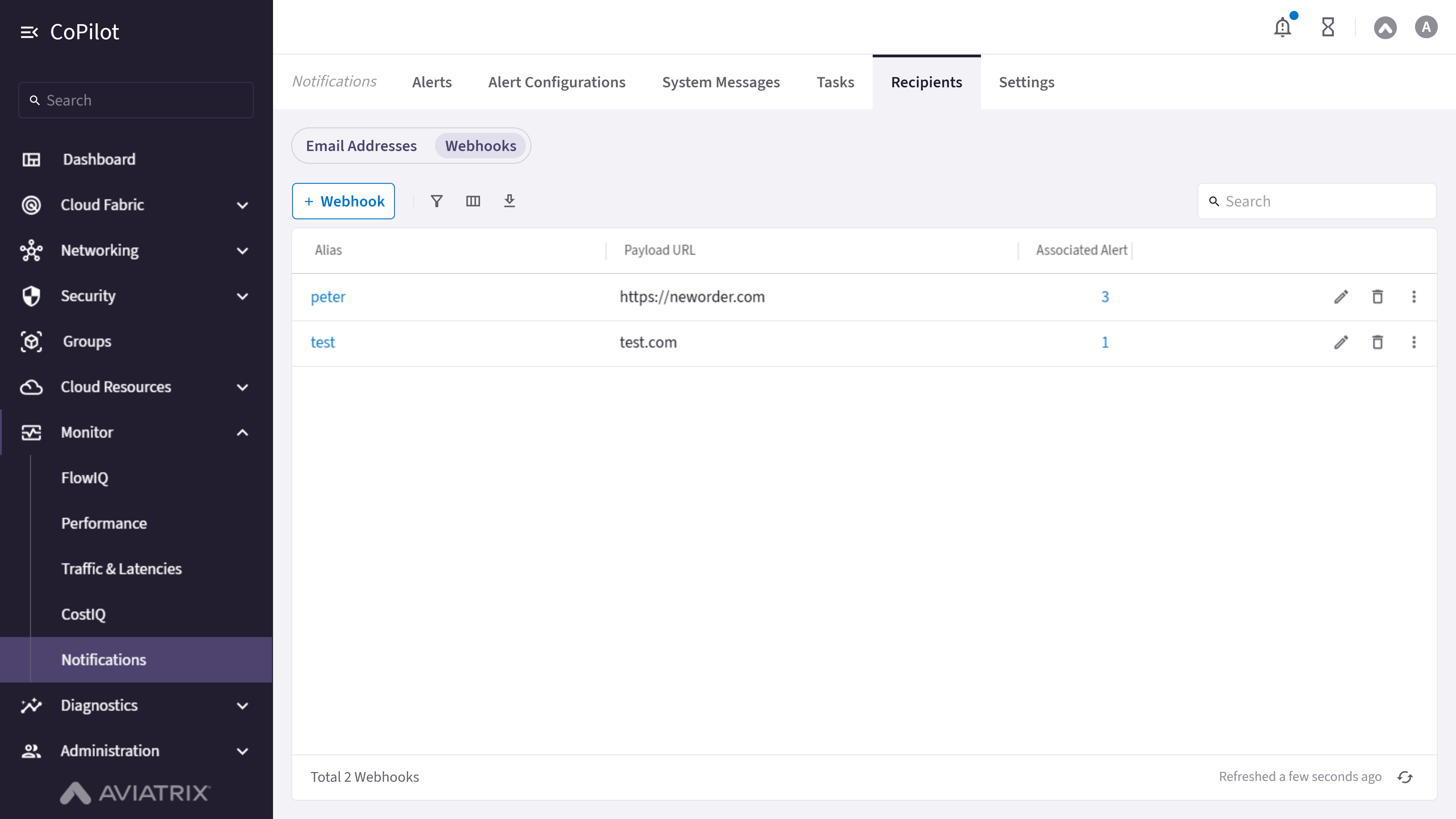Notifications: Webhooks