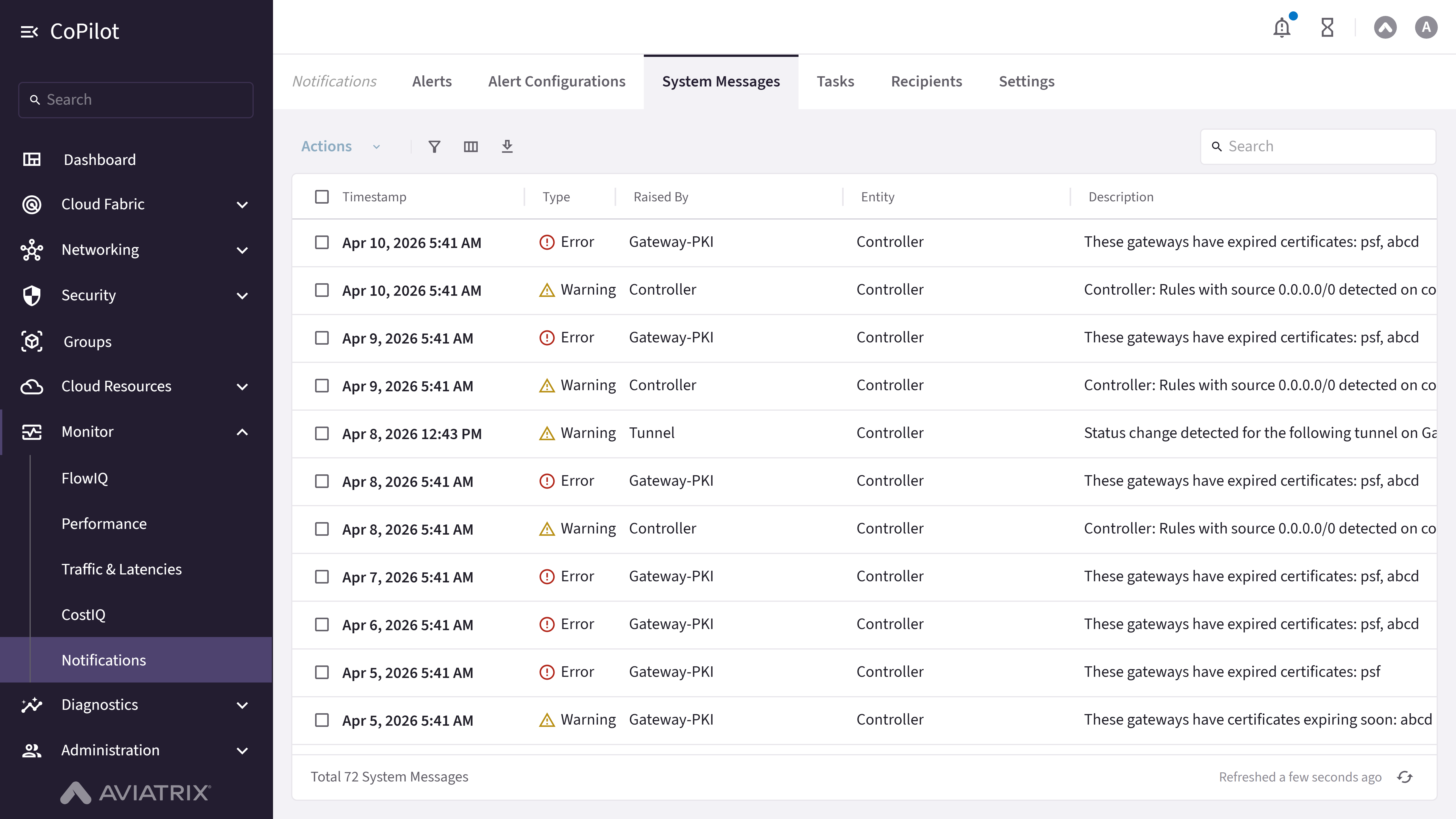 Notifications: System Messages