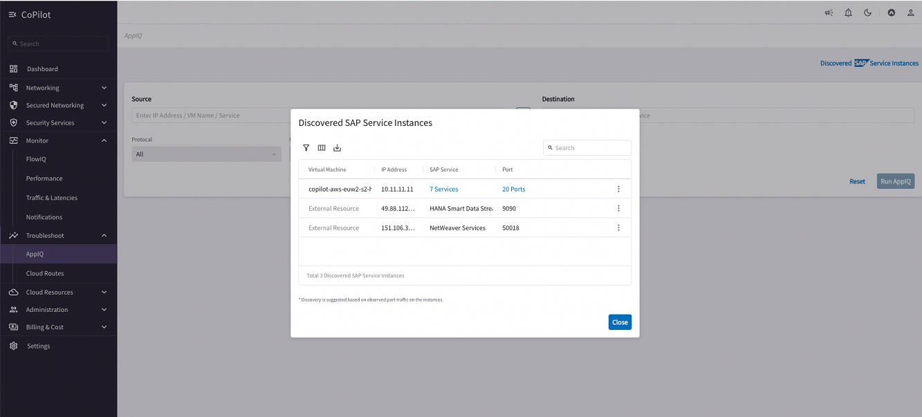 SAP AppIQ discover ports