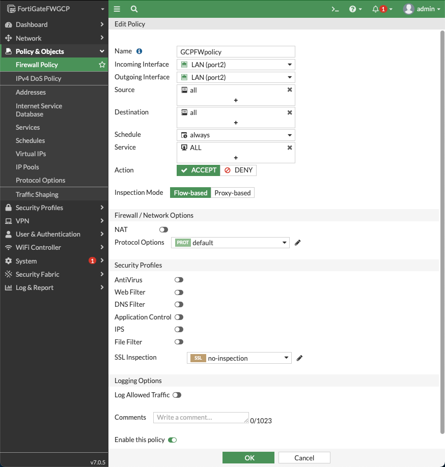 gcp fortigate vpc