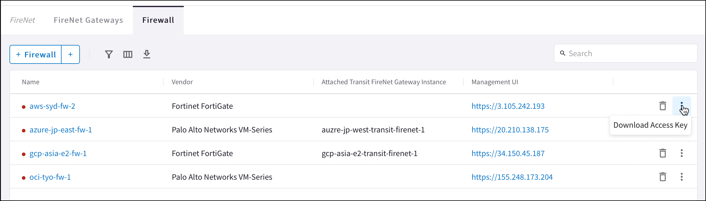 firewall download key