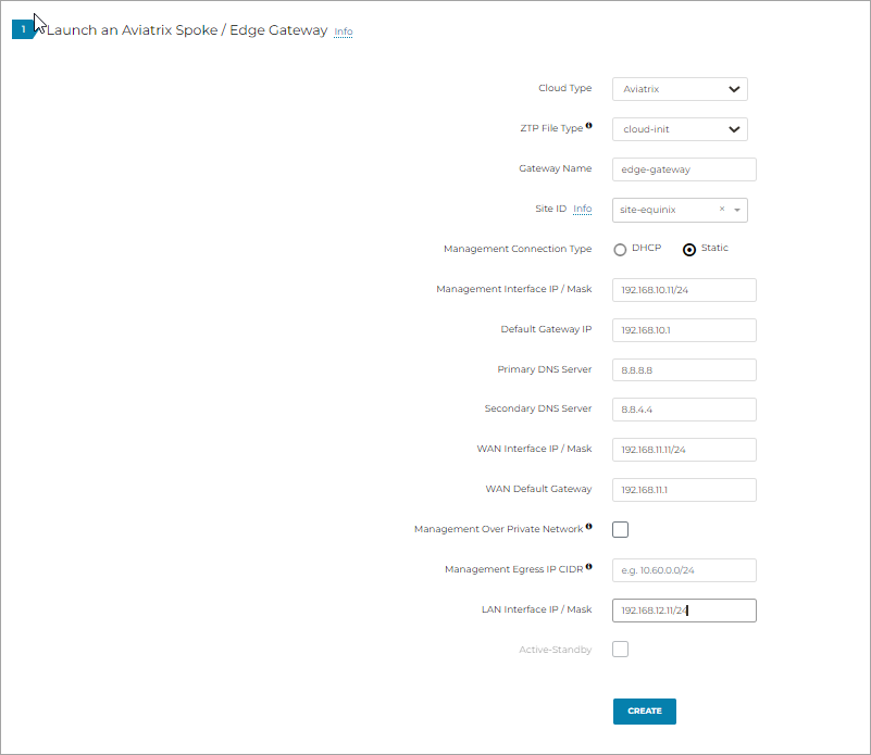 edge equinix create ztp